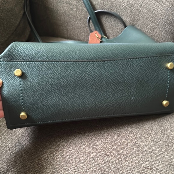 Coach Green Leather Tote Bag - Picture 3 of 5